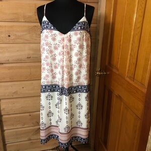 Vince Camuto slip dress wildflowers adjustable straps size XL sheer w/ liner